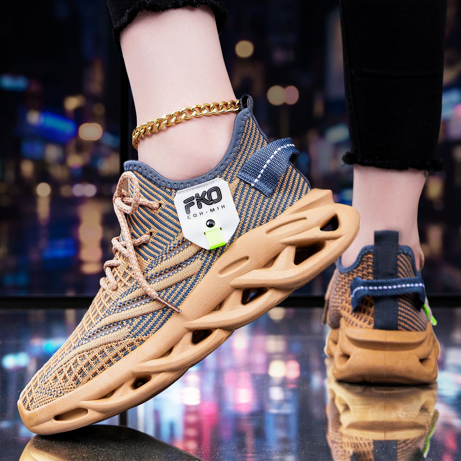 Heren ademende gebreide sneake - Knit Fabric Lace Up Sneakers recensie en prijs